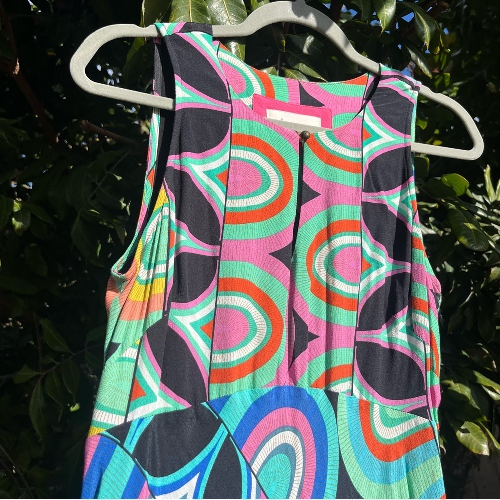 BY ANTHROPOLOGIE multicolor boho geo‎ dot print sleeveless midi dress - Picture 3 of 6